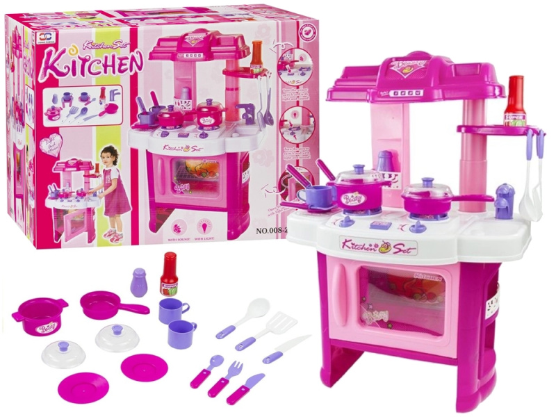 LEANToys Dětská kuchyňka s příslušenstvím růžová