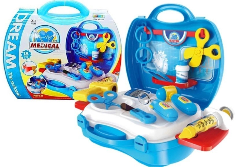 LEANToys Doktorský kufřík s nástroji pro děti modrý