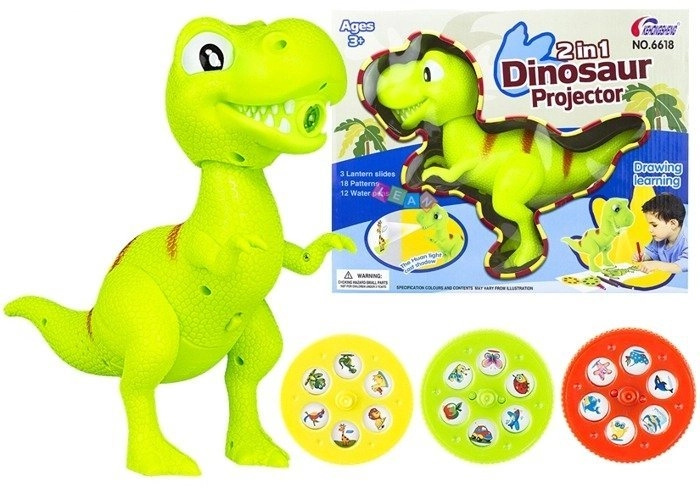 LEANToys Projektor k malování ve tvaru dinosaura zelený