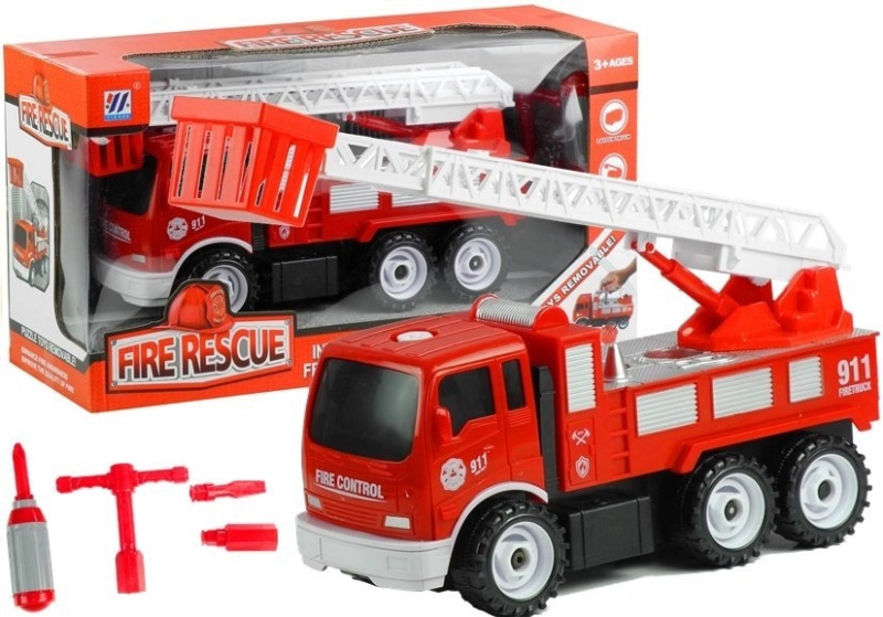 LEANToys Hasičské auto s nářadím k demontáži