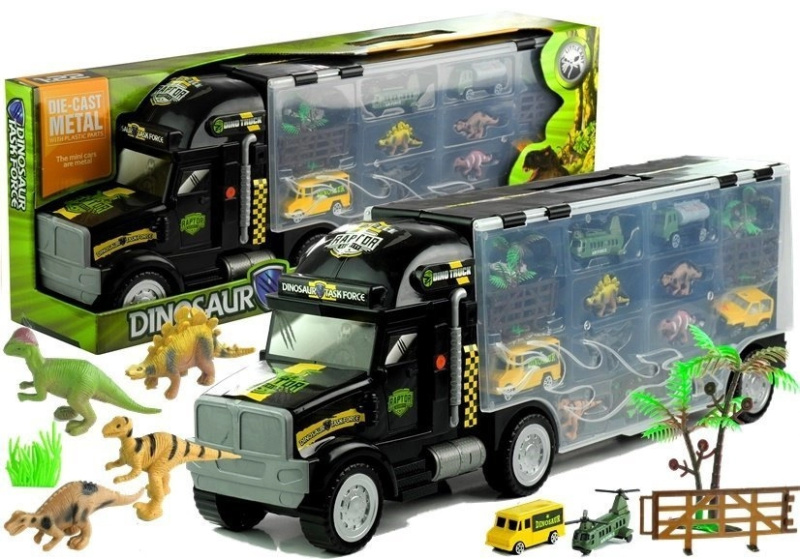 Kamion s dinosaury a autíčky se sorterem a deskovou hrou
