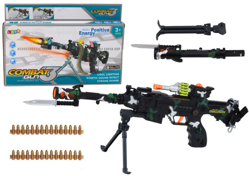 LEANToys Vojenská puška se stojanem pro děti