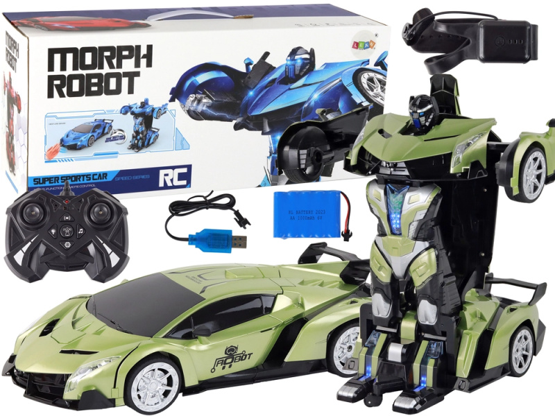 Robotické auto transformace R/C 1:10 Zelené ovládání gesty