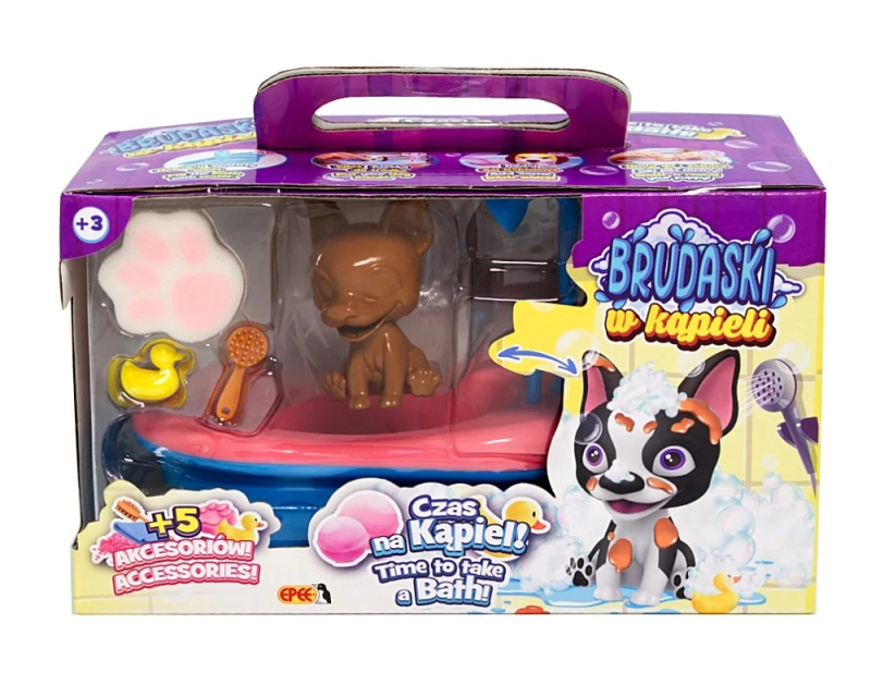 Brudaski v koupeli – pejsek Boston s vaničkou a doplňky