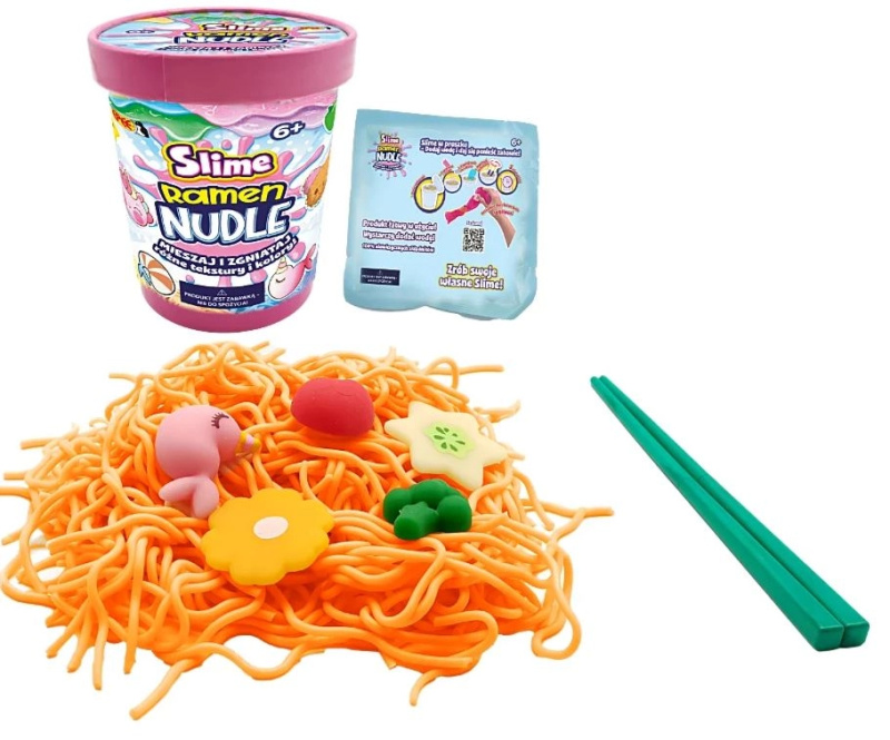 Slime ramen nudle – valentýnská krevetka kreativní slizová sada