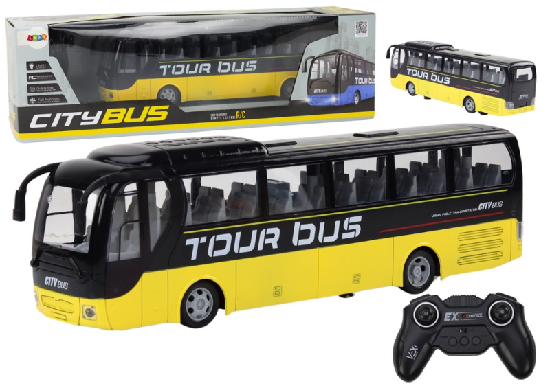 Dálkově ovládaný turistický autobus RC se světelnými efekty – žlutý