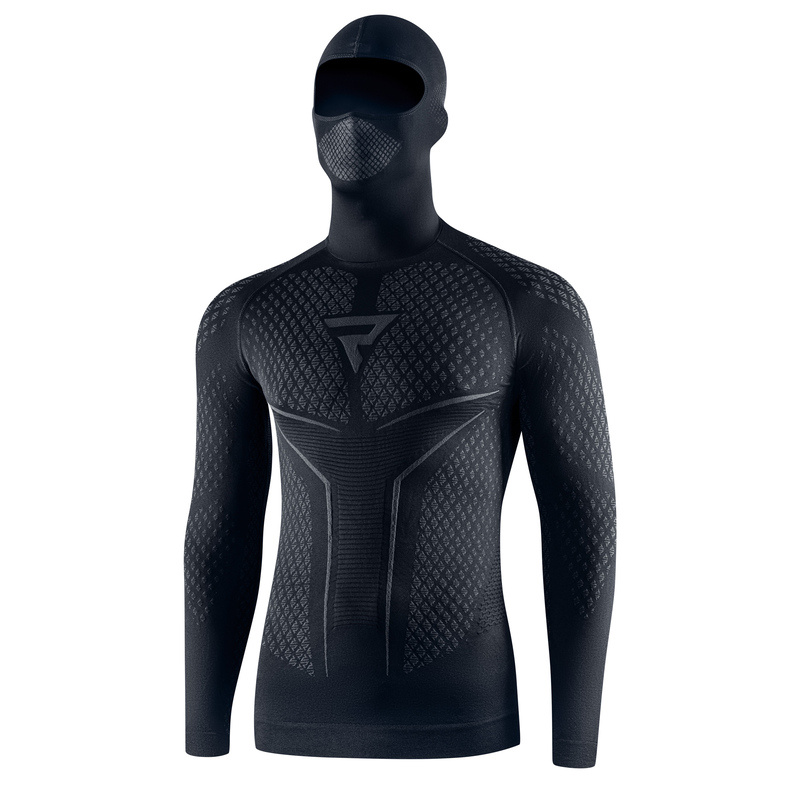 Moto thermo triko s kuklou Rebelhorn Therm II 2in1 Long Sleeve černo-šedá XS/S