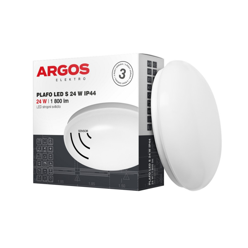 LED svítidlo přisazené ARGOS PLAFO LED S 24W IP44 se senzorem