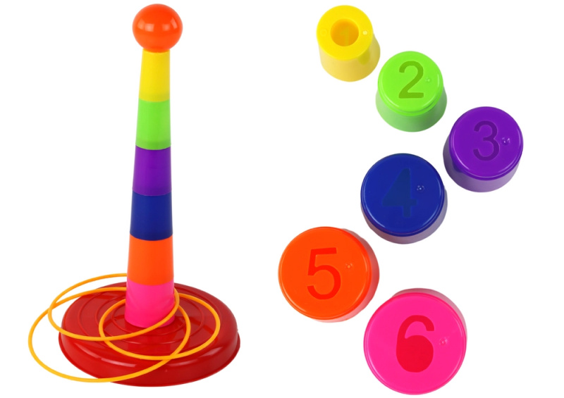 Lean Toys Hra Házení pohárů a obručí na cíl s různými stupni obtížnosti