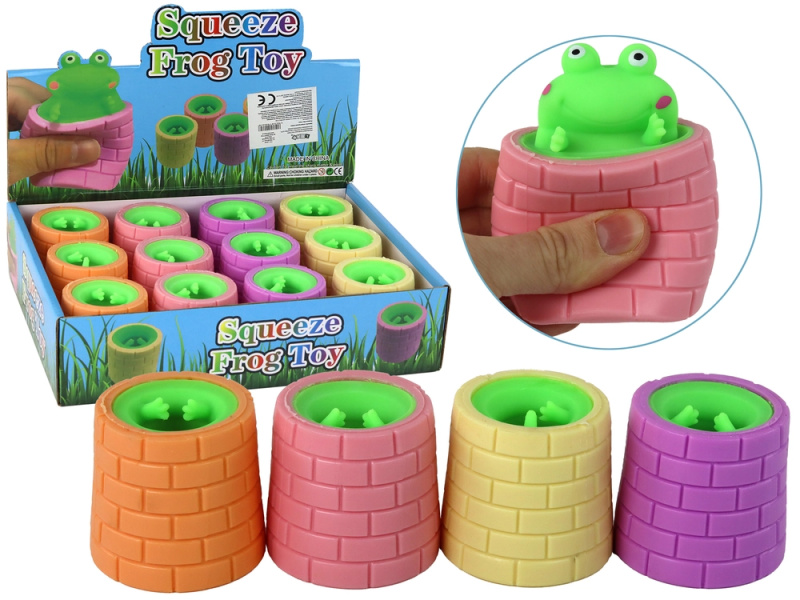 LEAN Toys Antistresová hračka Zelená žába vyskakující ze sudu