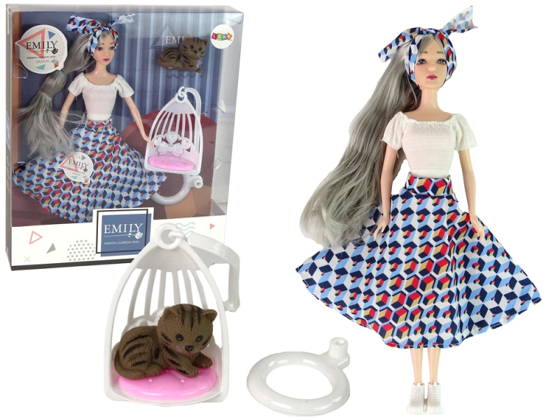 LEAN Toys Emily Šedé vlasy Koťátko Swing