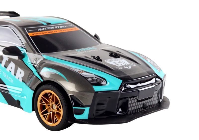 Velké sportovní auto 1:10 na dálkové ovládání tyrkysovo-černé