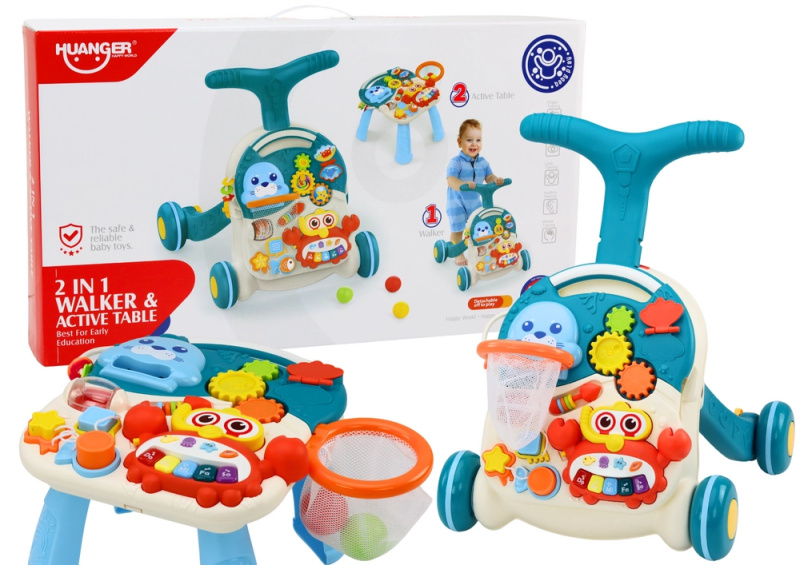 LEANToys Interaktivní chodítko 2v1 modrá