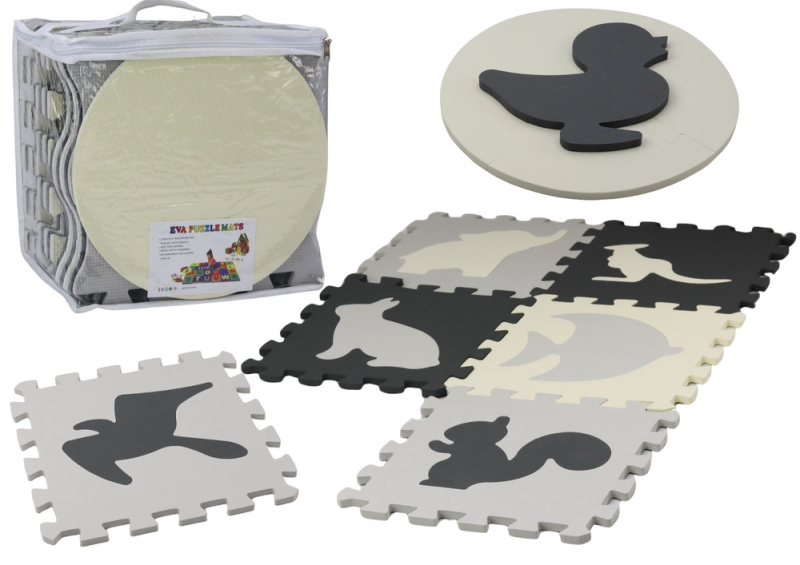 Lean Toys Soft Puzzle Mat Kontrastní vzdělávací EVA Foam Grey 28 kusů.