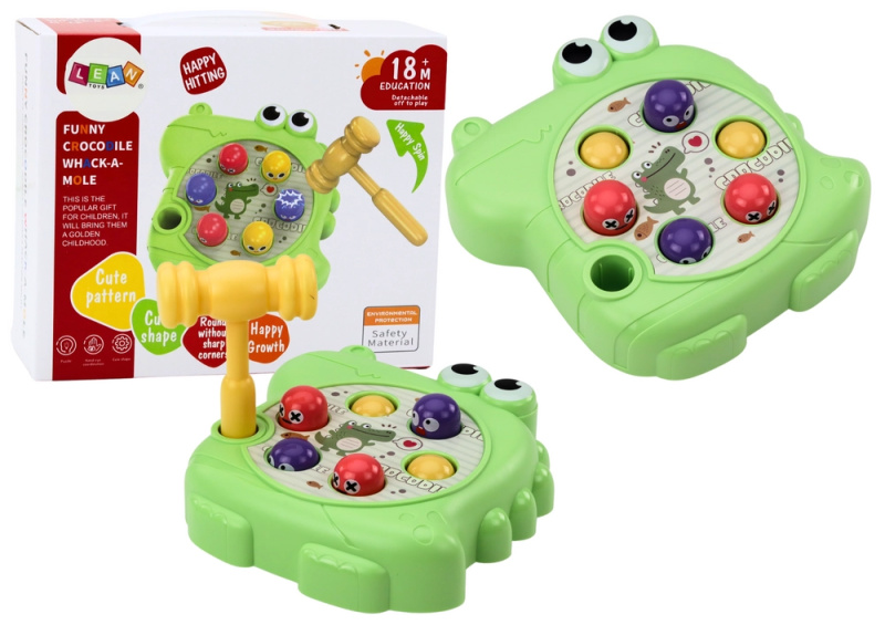 Lean Toys Wac A Mole Crocodile Green Hammer