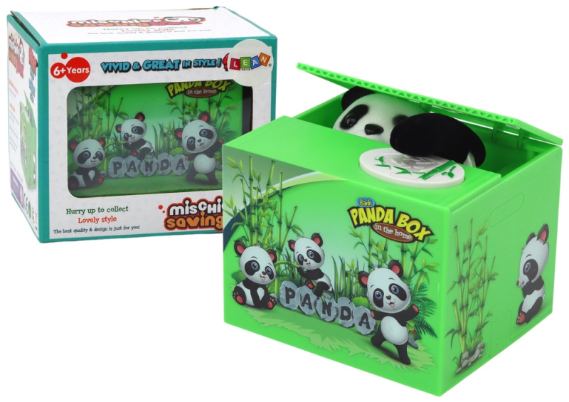 LEAN Toys Pokladnička Panda, zelená