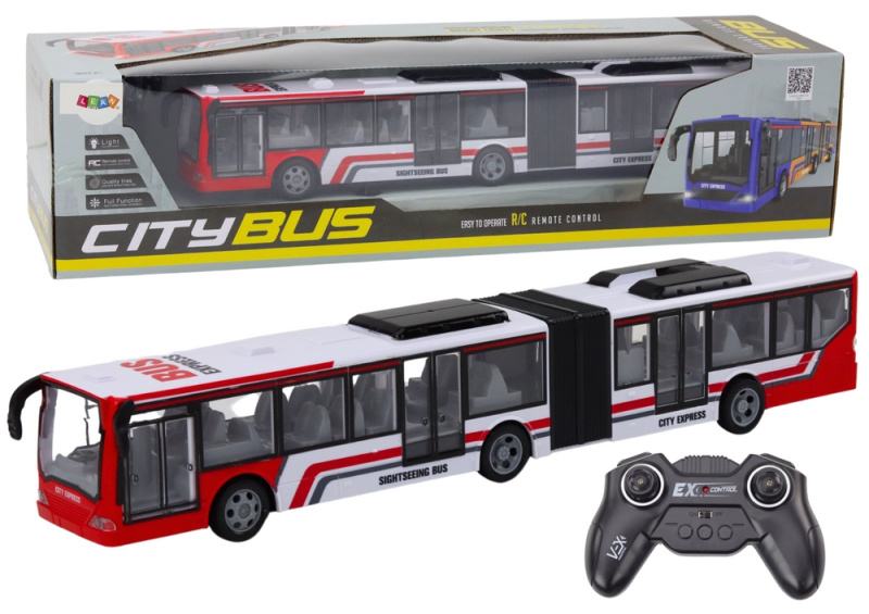 RC dálkově ovládaný městský autobus červený/bílý