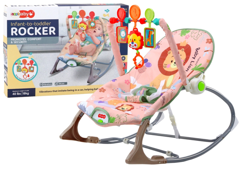 Dětské houpací křeslo Vibration Sound Rocker Pink Lion