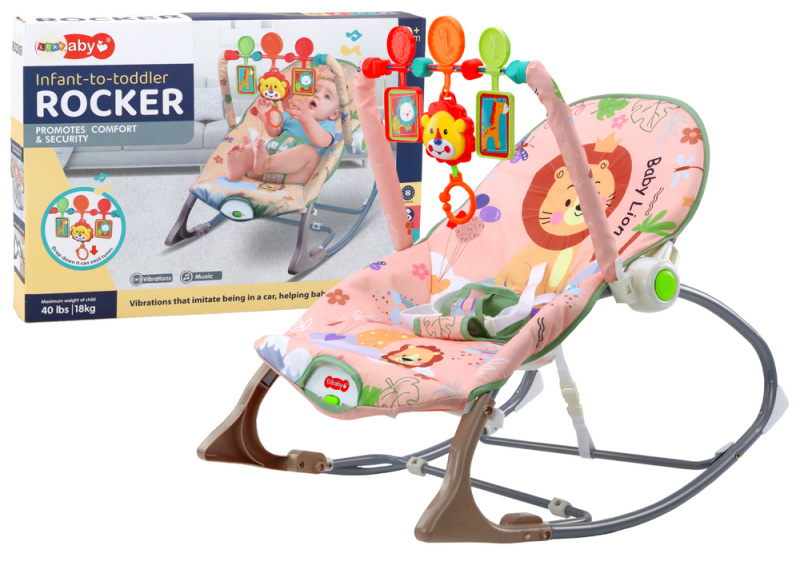 Dětské houpací křeslo Vibration Sound Rocker Pink Lion