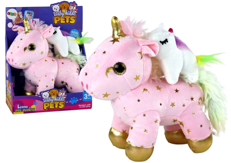 Jednorožec Plyšová ukolébavka Lullaby Pink With Stars Set