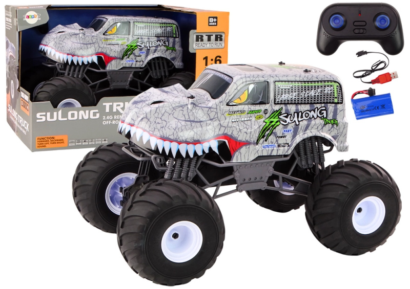 rc terénní auto 1:6 dinosaurus 2.4g