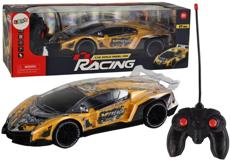rc sportovní auto 1:16 se světly – žluté