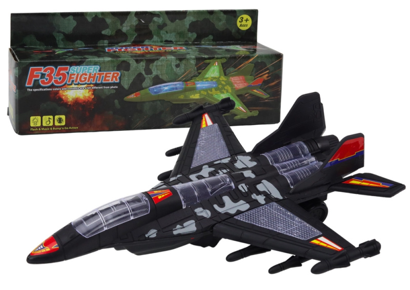 Lean Toys Světla pro řízení vojenského stíhače F35 zní černě