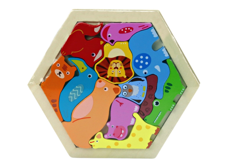 Lean Toys skládačka zvířátka kostky barevné 12 kusů