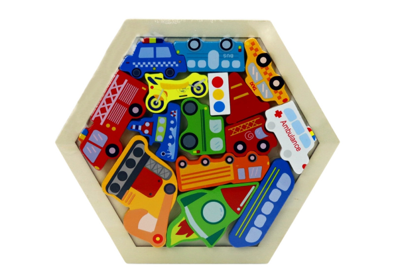 Lean Toys Puzzle Jigsaw Vehicles Rocket Blocks barevné 15 dílků