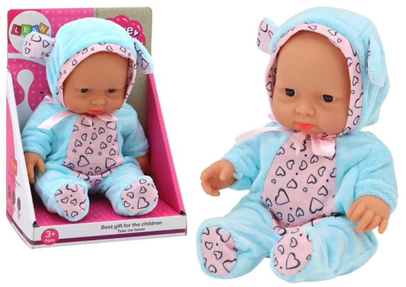 LEAN Toys Malá Panenka Oblečení Klobouk Luk Uši Modrá