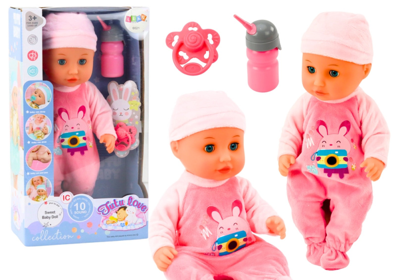LEAN Toys panenka v růžovém pyžamu čůrající láhev dudlík zvuky