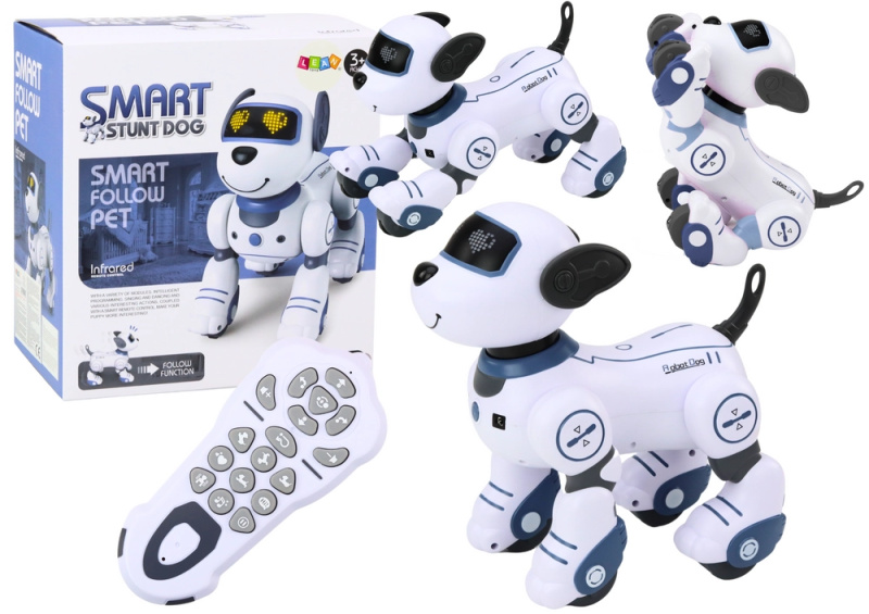 Interaktivní robotický pejsek na dálkové ovládání – tančí, plní povely, modrý