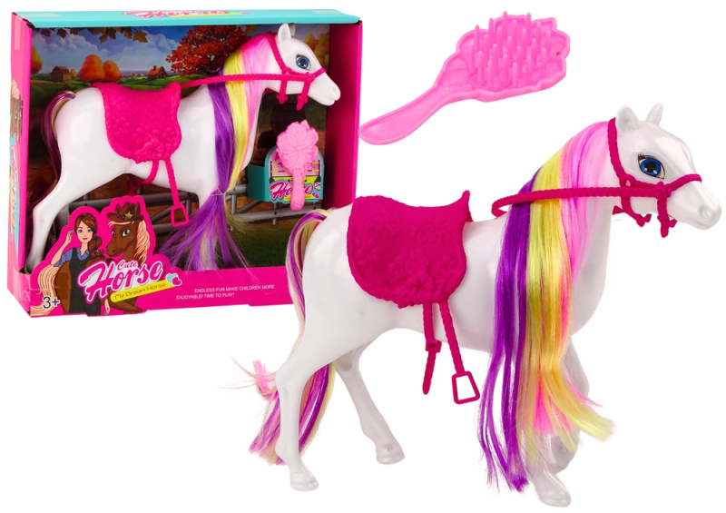 LEAN Toys Bílý kůň Péče o sedlo Stáj Farma