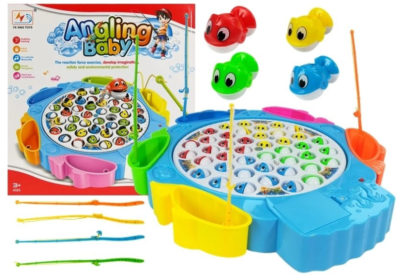 Lean Toys Dovednostní hra Rybaření 4 pruty modré