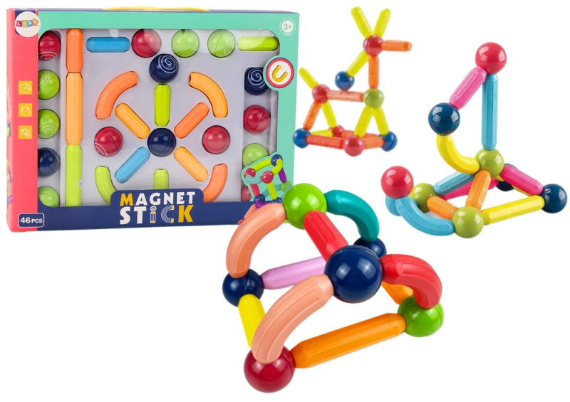 LEAN Toys Sada magnetických stavebních kostek 46ks Barevné