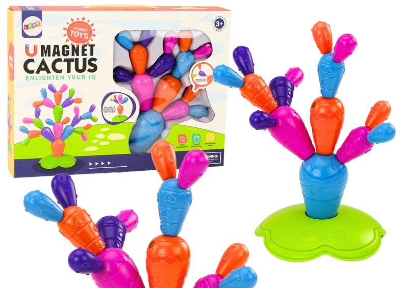 LEAN Toys Magnetické kaktusové kostky 16 ks