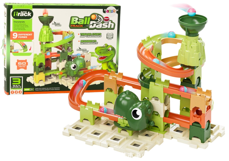 LEAN Toys Kuličková dráha Dinosaurus 60ks