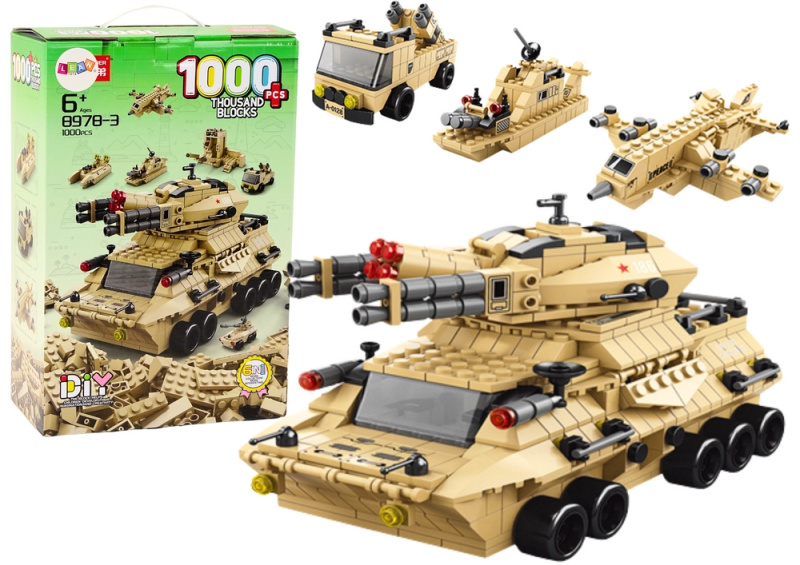 LEAN Toys Vojenský tank 1000 ks