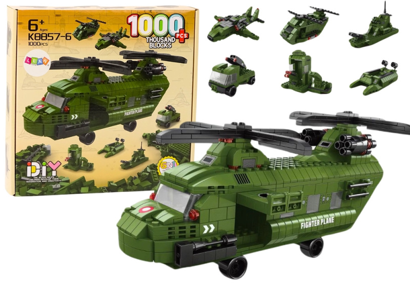 LEAN Toys vrtulníky vojenská zelená 1000 ks