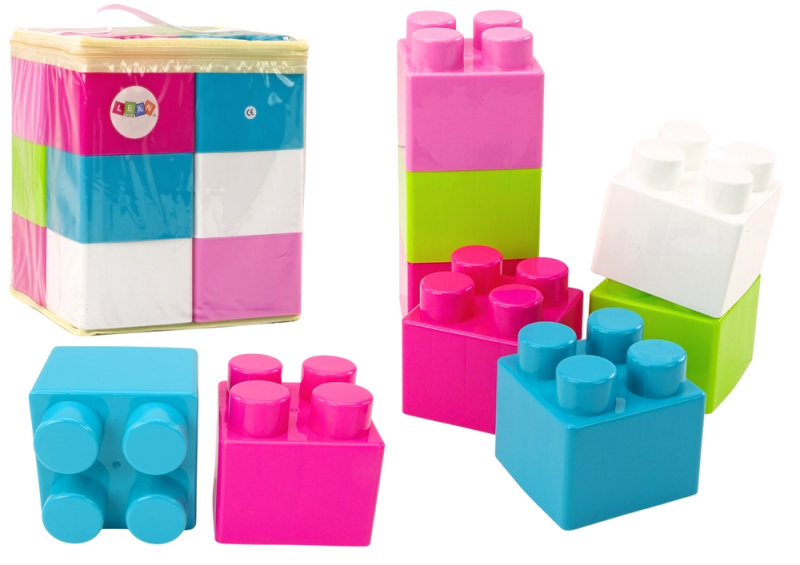 LEAN Toys Velké kostky v sáčku Barevné 12 ks