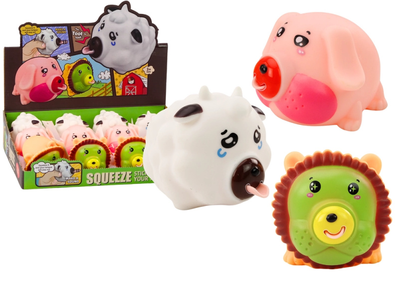 LEAN Toys zvířátka Lev Prase Kráva Antistres Měkká figurka MIX