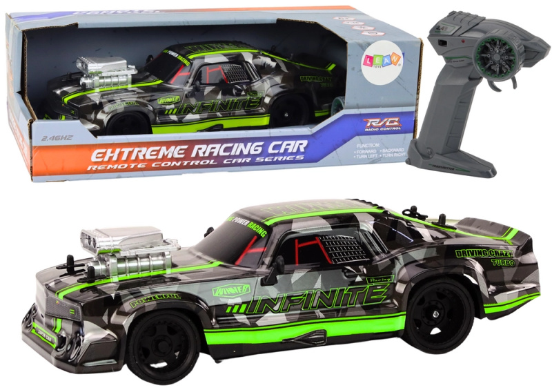 RC auto na dálkové ovládání 1:16 Gumová driftovací kola zelená