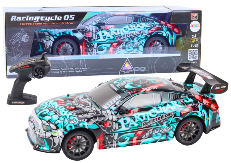 Velké Sportovní Auto na Dálkové Ovládání 1:8 Graffiti Světla Zvuky