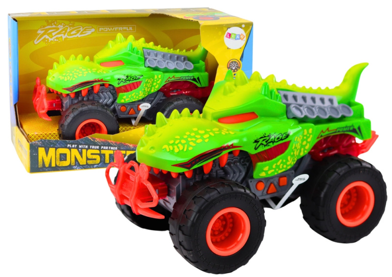 T-Rex Dinosaurus Terénní auto Světla Zvuky Pohon Zelená