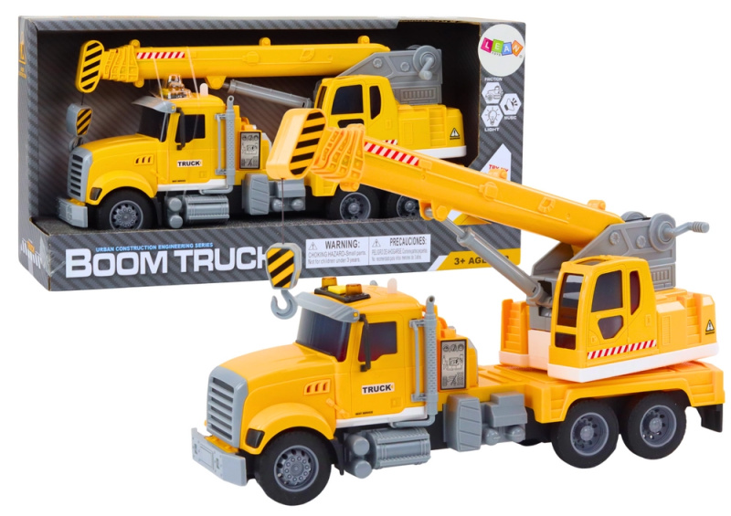 Lean Toys Nákladní automobil žlutý jeřáb s třecími světelnými a zvukovými efekty