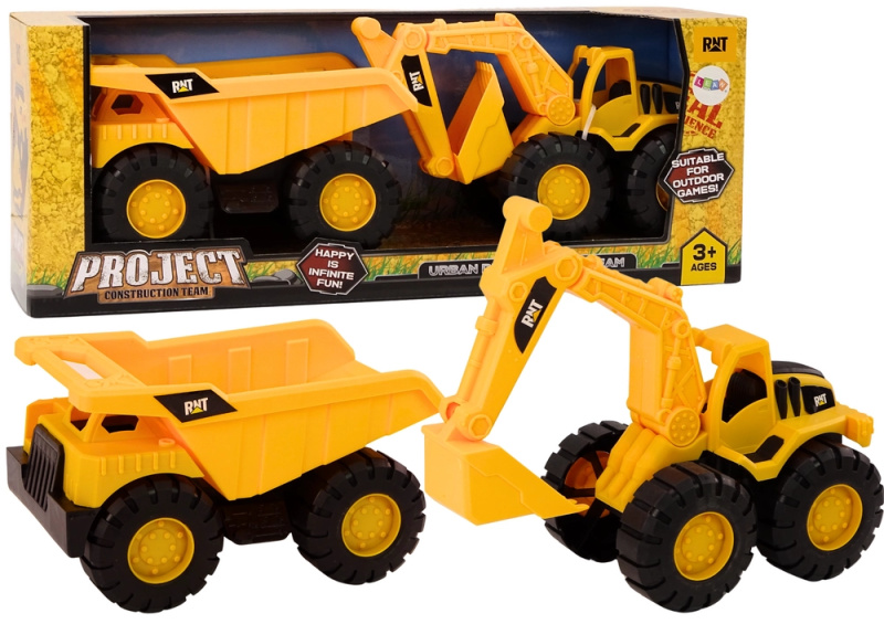 Stavební stroje Set bagr sklápěč Truck stěhování žlutá