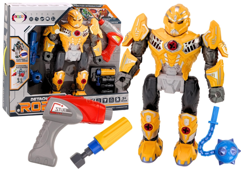 Šroubovák Robot Zbraň Vrtačka Světla Zvuk Žlutá