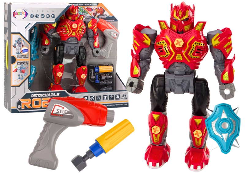 LEAN Toys šroubovací robot zbraň vrták šroubovák světlo zvuk červená