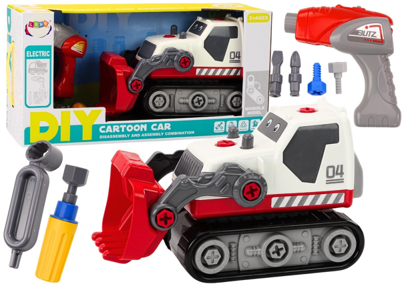 LeanToys Pásový bagr k sestavení DIY-bílý