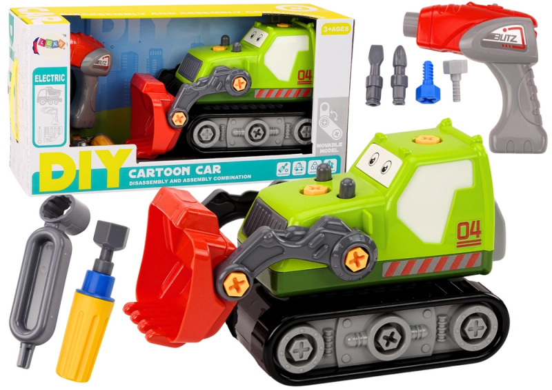 LeanToys Pásový bagr k sestavení DIY-zelený